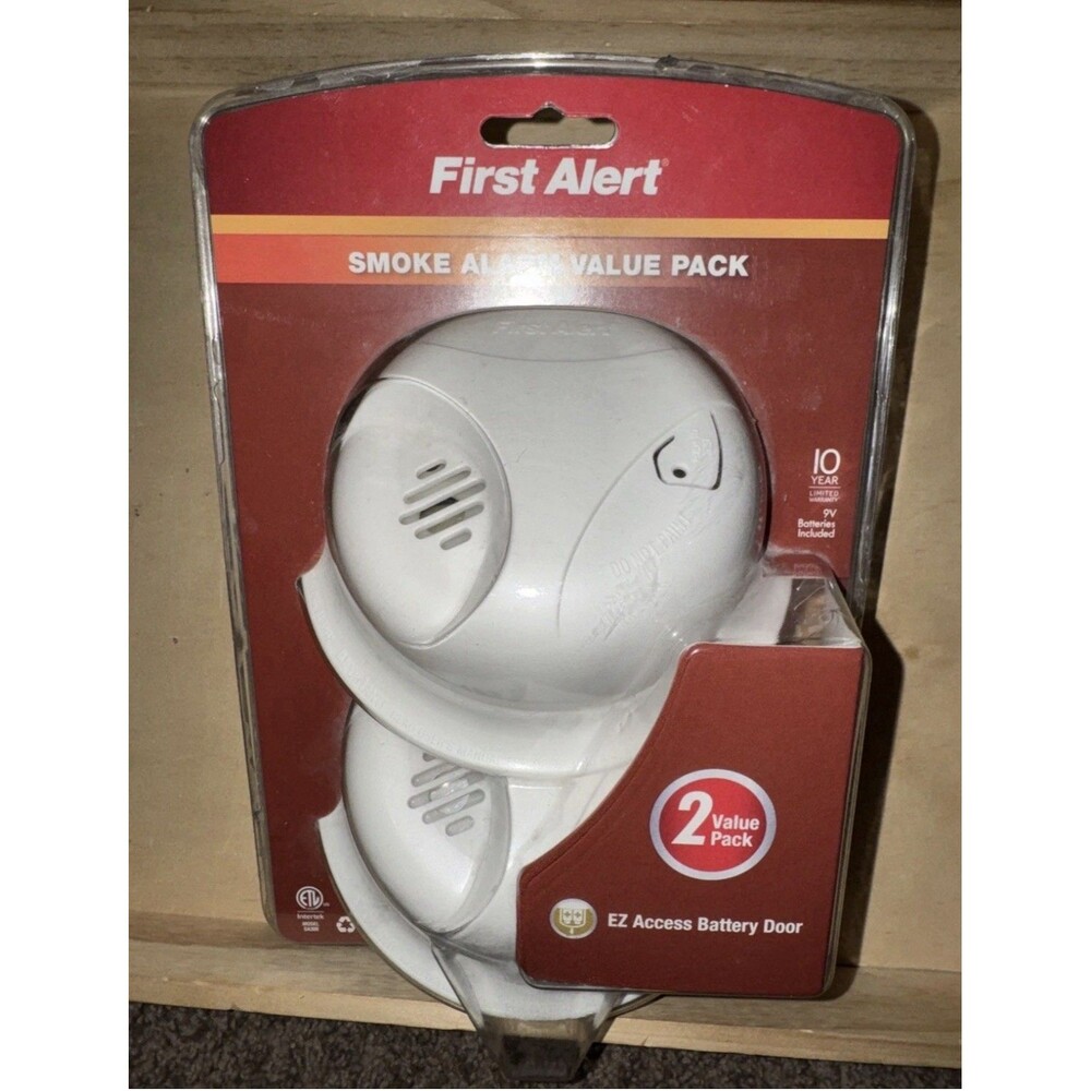 First Alert Ionization Smoke Alarm 2-Pack Battery Operated Slide-Out Drawer